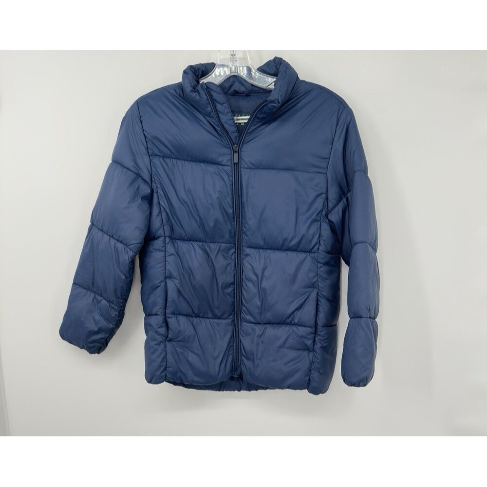 ZARA Size 10 Girls Black Full Zip Stand Collar Hood Quilted Puffer Jacket